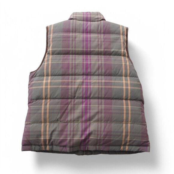 Ralph Lauren Premium Goose Down Reversible Plaid Full Zip Vest Olive Women's L - Picture 4 of 10